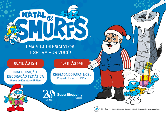 Banner do evento Natal Smurfs